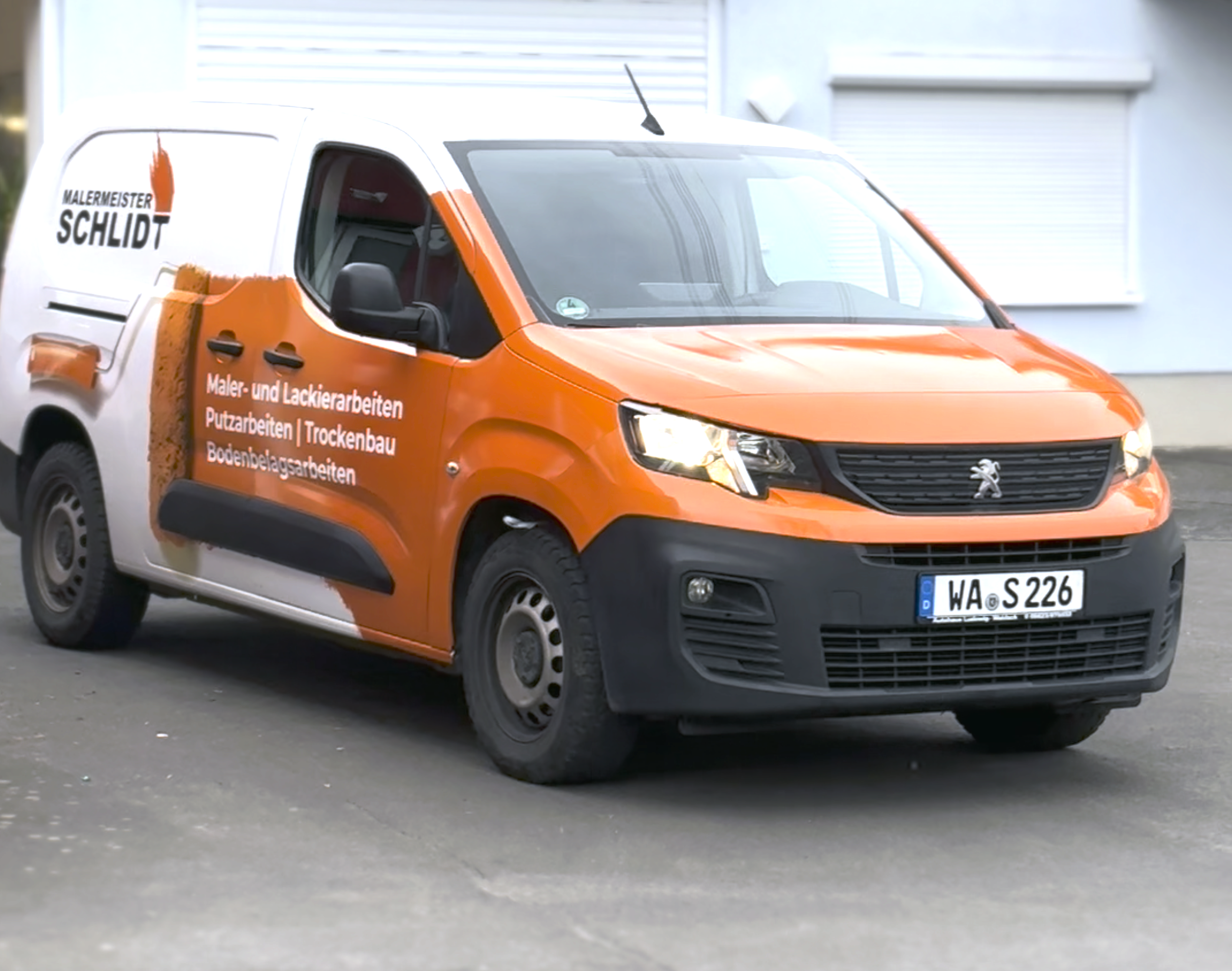 Kastenwagen Peugeot Partner Digitaldruckfolierung Malerbetrieb Motiv