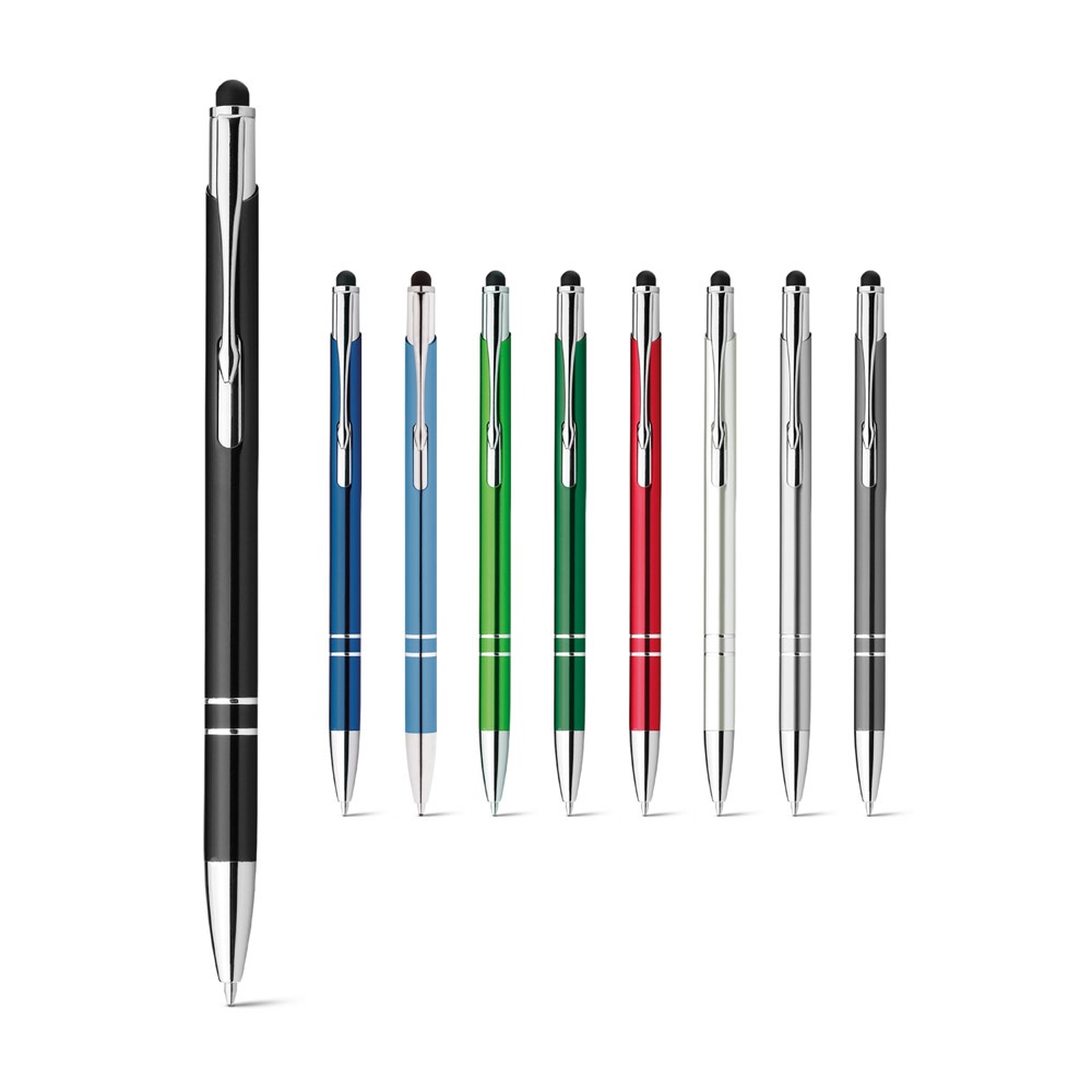 GALBA. Aluminium-Kugelschreiber mit Touch Tip und Clip mit Logo